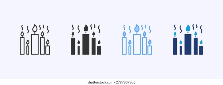 Candles Icon Set Multiple Style Collection Vector Illustration