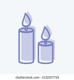 Candles Icon in trendy two tone style isolated on soft blue background