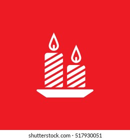 Candles icon vector, filled flat sign, solid pictogram isolated on red, logo illustration