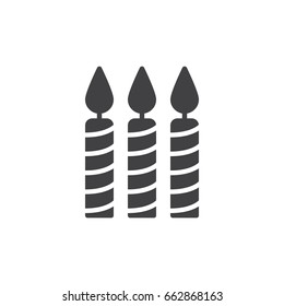 Candles icon vector, filled flat sign, solid pictogram isolated on white. Symbol, logo illustration. Pixel perfect