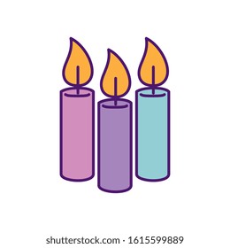 Candles icons design, Fire flame candlelight light spirituality burn and decoration theme Vector illustration