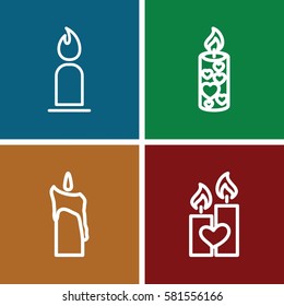 candles icons set. Set of 4 candles outline icons such as candle