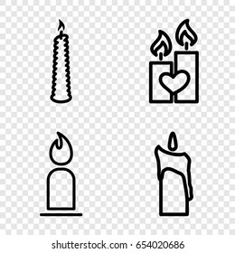 Candles icons set. set of 4 candles outline icons such as candle
