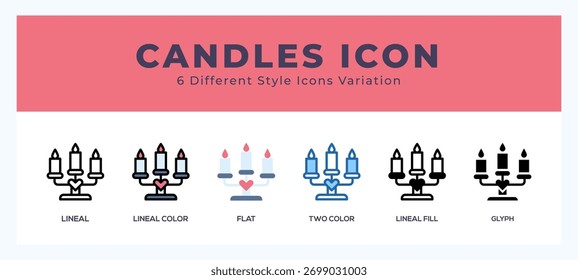 Conjunto de iconos de velas de Ilustración vectorial simple.
