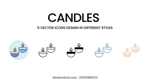 Candles icons vector set stock illustration