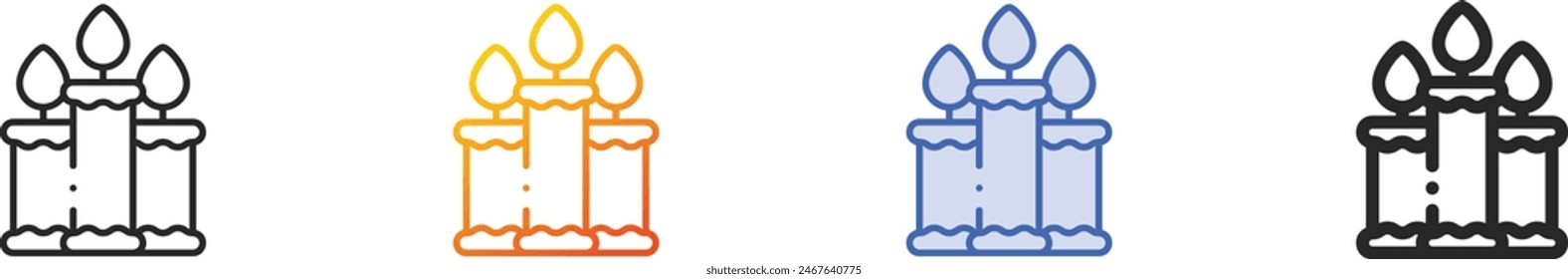 candles icon.Thin Linear, Gradient, Blue Stroke and bold Style Design Isolated On White Background