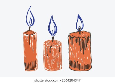 Candles illustration in hand drawing doodle style