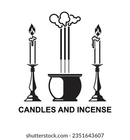 Icono de velas e incienso aislado en ilustración vectorial de fondo.