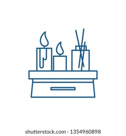 Candles in the interior line icon concept. Candles in the interior flat  vector symbol, sign, outline illustration.