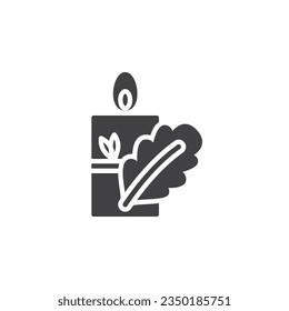 Candles and leaf vector icon. filled flat sign for mobile concept and web design. Thanksgiving candles glyph icon. Symbol, logo illustration. Vector graphics