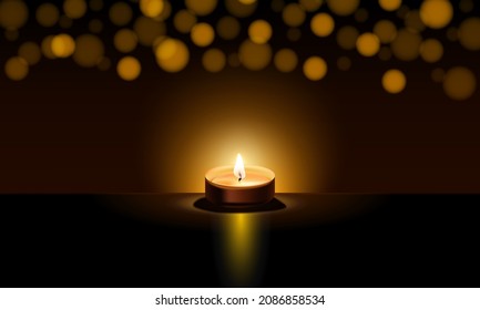 Candles light on bokeh dark background vector illustration.for poster, wallpaper