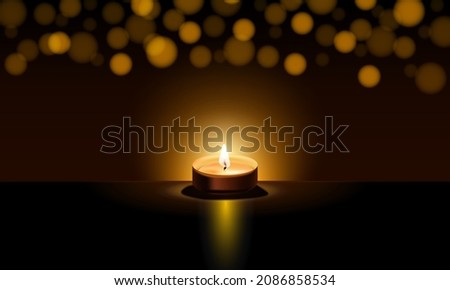 Candles light on bokeh dark background vector illustration.for poster, wallpaper
