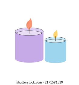 Candles with light. Vector illustration