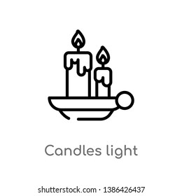 candles light vector line icon. Simple element illustration. candles light outline icon from security concept. Can be used for web and mobile