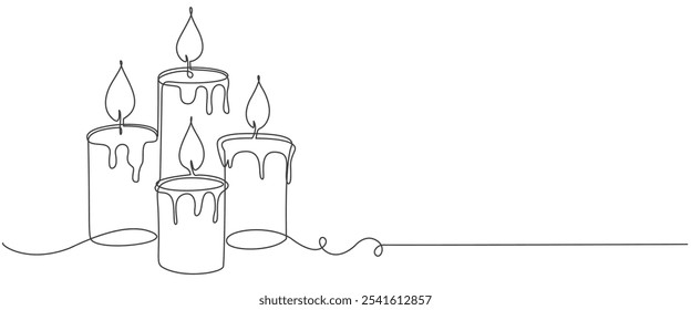 Velas arte de línea. Ilustración de una vela, Vector eps