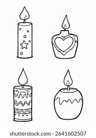 Candles line art peaceful aesthetic clean smooth creative sketch.eps
