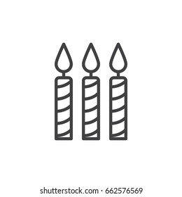 Candles line icon, outline vector sign, linear style pictogram isolated on white. Symbol, logo illustration. Editable stroke. Pixel perfect