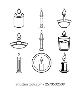 candles line icon set candles vector ,