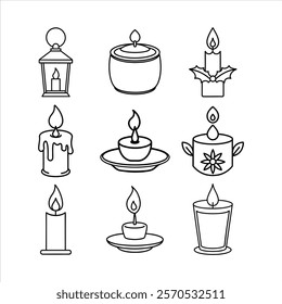 candles line icon set candles vector ,