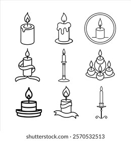 candles line icon set candles vector ,