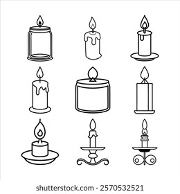 candles line icon set candles vector ,