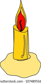 Candles are lit, flames, collections for birthday parties and holidays. Candle holder on white background Cartoon style illustrations, Jewish religious holidays, festival of light, dedication ceremony