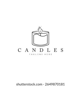 candles logo, candle light logo vector icon illustration
