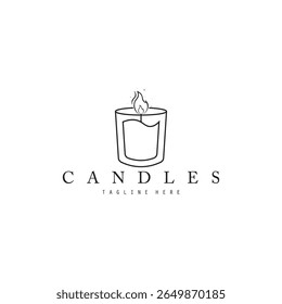 candles logo, candle light logo vector icon illustration