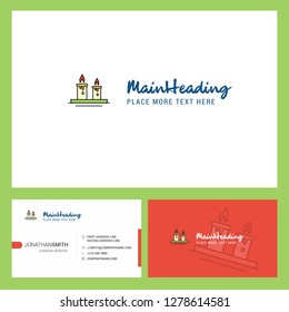 Candles Logo design with Tagline & Front and Back Busienss Card Template. Vector Creative Design