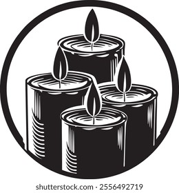 candles logo silhouette vector illustration, silhouette of candle logo, candle icon vector design template,