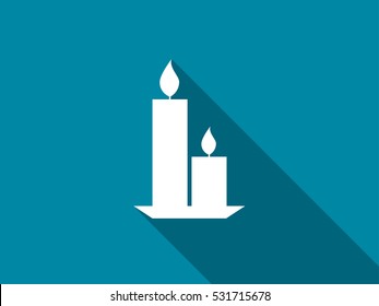 Candles with a long shadow. Vector illustration.