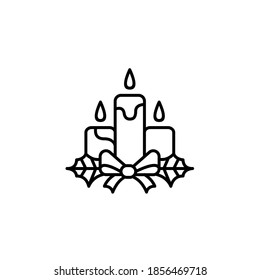 Сhristmas candles, merry christmas decor simple thin line icon vector illustration