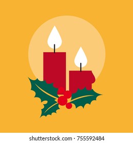 Candles with mistletoe