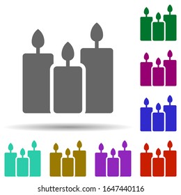 Candles in multi color style icon. Simple glyph, flat vector of world religiosity icons for ui and ux, website or mobile application