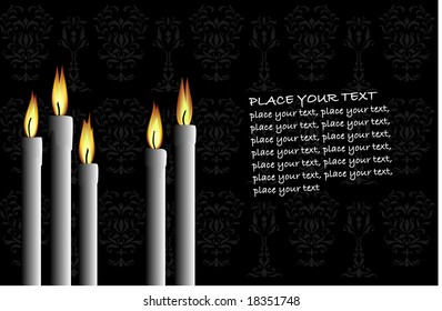candles on the black background