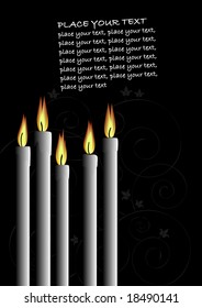 candles on the black background