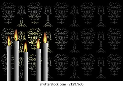 Candles on the black background