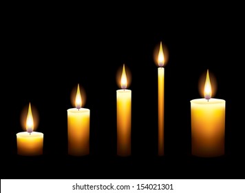 Candles on dark background photo realistic vector illustration