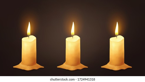 Candles on dark background, vector.