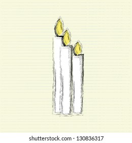 candles on notebook paper