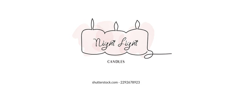 Candles on a pink background with a black outline for various decor or holidays.