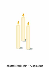 Candles on a white background