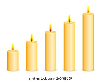 Candles on a white background. Vector illustration.