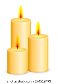 Candles on a white background. Vector illustration.