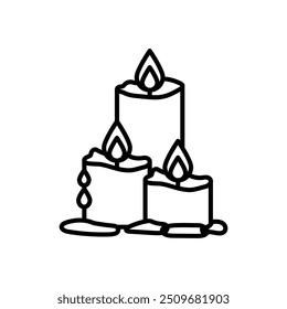Icono de contorno de velas, Ilustración vectorial