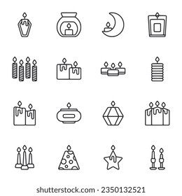 candles outline icons set isolated on white background vector illustration