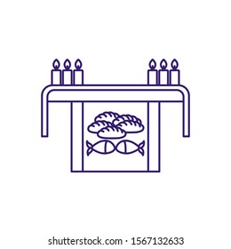 Candles over table design, religion christianity god faith spirituality belief pray and hope theme Vector illustration