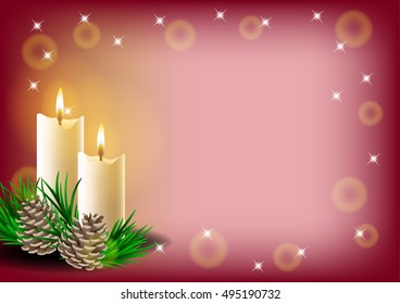 Candles and pine Christmas card