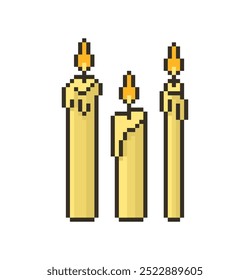 Kerzen im Pixel-Stil. Vektorgrafik