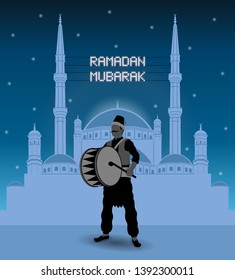 Candles and ramadan drummer (Arabic – Blessing ramadan). All the objects are in different layers and the text types do not need any font. 